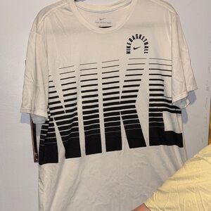 Nike Men's White and Black Basketball Tee